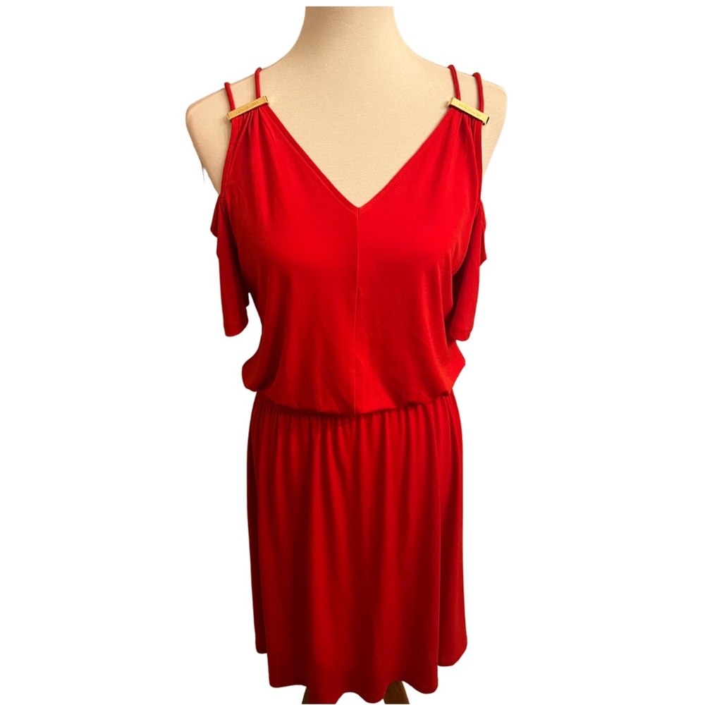 Michael Kors Red Cold-Shoulder Dress